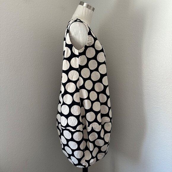 Eleven Stitch Design Pullover Bubble Short Dress Sleeveless Flax Blend Beige Pol - Picture 3 of 12